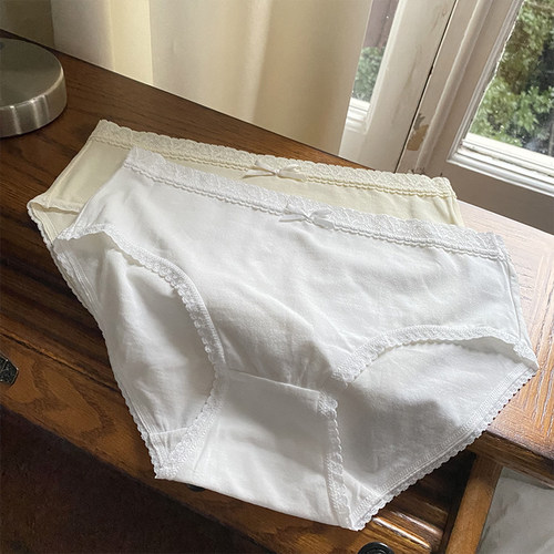 出口日单纯棉中腰基础柔女士内裤