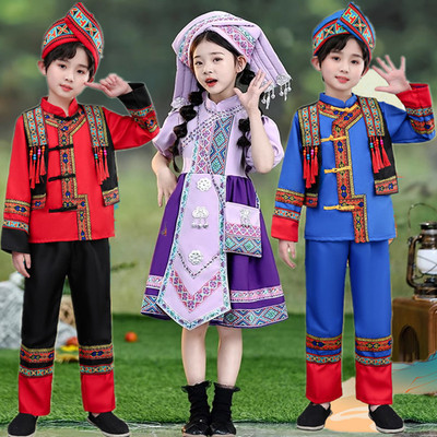 广西壮族服装儿童三月三表演服装