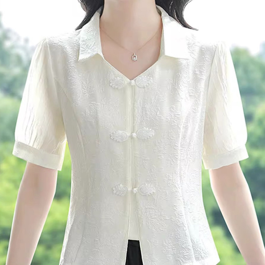 短袖雪纺衬衫女夏季薄款2026新款洋派小衫设计感小众短版衬衫上衣