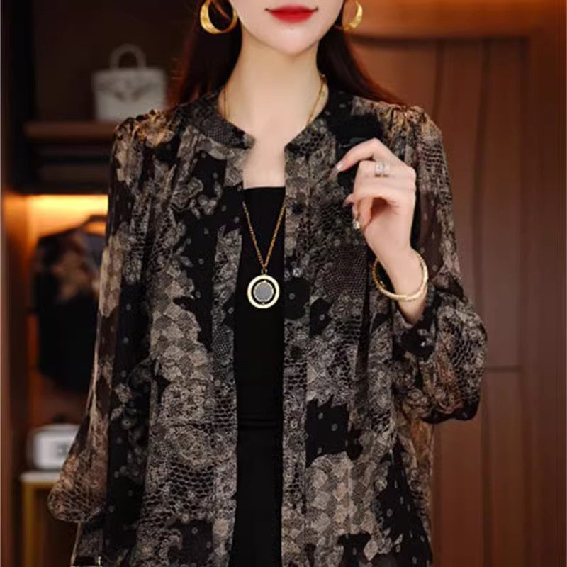 长袖衬衫女士春秋2025新款高级感大码轻薄透气防晒衣空调开衫外套