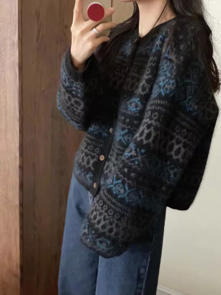 毛衣外套女春秋季2025新款宽松外穿慵懒风短款小个子针织开衫上衣