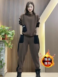 运动套装女秋冬2025新款时髦洋气加绒加厚卫衣卫裤休闲时尚两件套