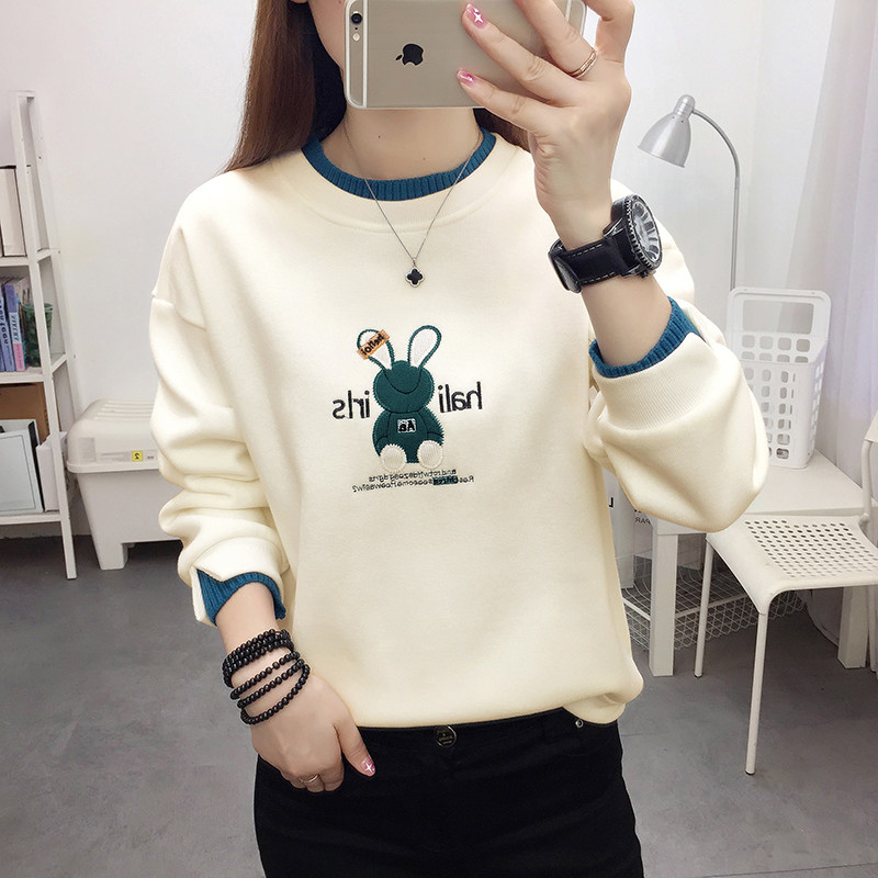 圆领卫衣女春秋季薄款2025新款时尚洋气宽松设计感小众假两件上衣