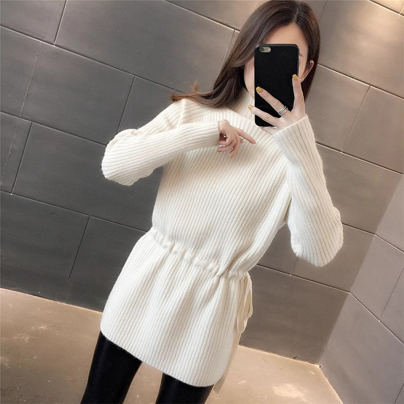 半高领毛衣女秋冬加厚2025新款慵懒风中长款遮屁股针织打底衫上衣
