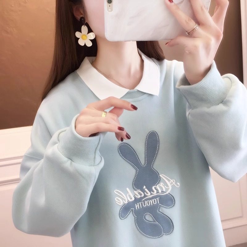 polo领卫衣女春秋薄款2025新款宽松慵懒风时尚洋气假两件外套上衣