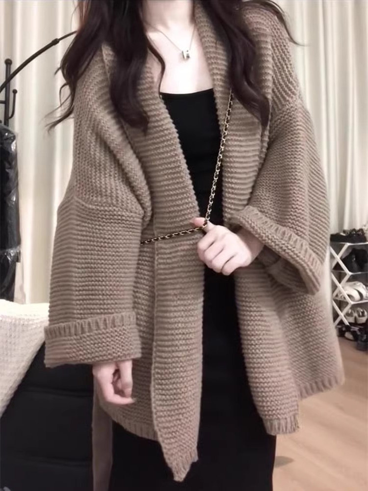 针织开衫女春秋2025新款宽松外穿慵懒风中长款高级感毛衣外套上衣