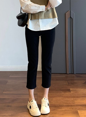 黑色直筒牛仔裤女夏季2025年新款高腰显瘦宽松大码小个子烟管裤子