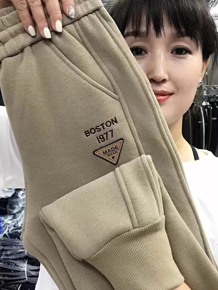 纯棉运动裤女春秋季2025新款高腰宽松大码束脚卫裤小个子休闲裤子