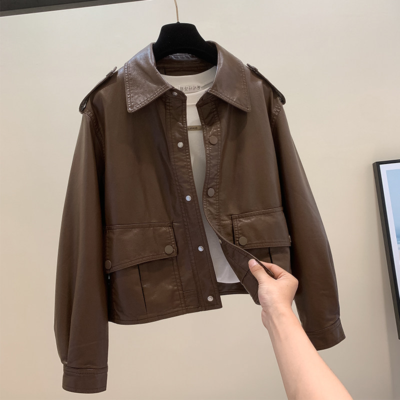 皮衣外套女春秋2025年新款时尚短款小个子黑色机车服休闲夹克上衣