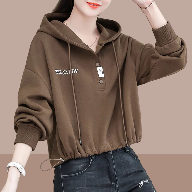 连帽卫衣女春秋季2025新款宽松大码慵懒风时尚洋气小个子外套上衣