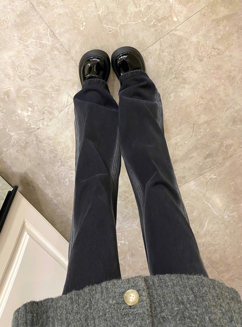 黑色微喇牛仔裤女秋冬2025年新款高腰显瘦马蹄裤直筒阔腿喇叭裤子