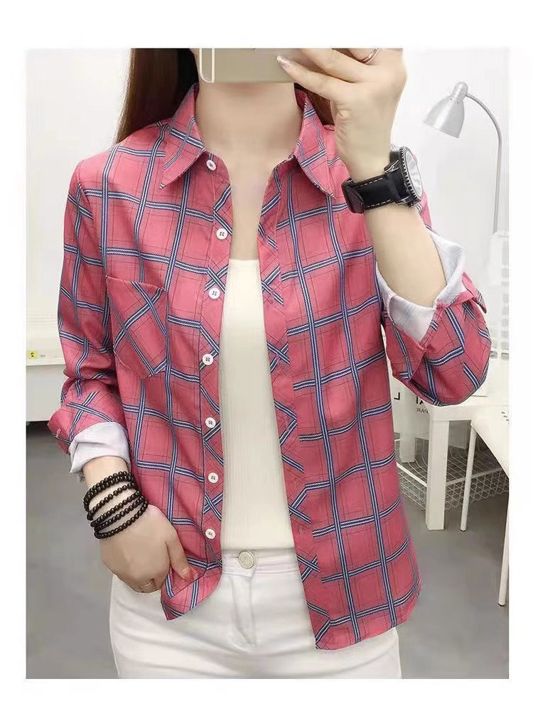 格纹衬衫女式长袖2025春秋季新款宽松设计小众覆古休闲衬衫夹克上