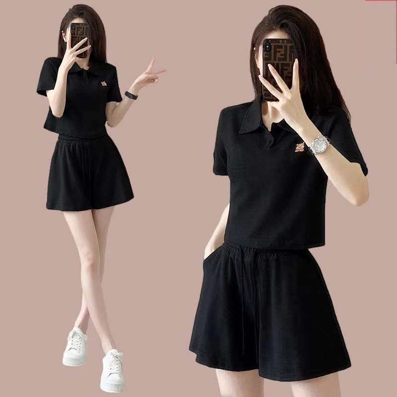 运动套装女士夏季薄款2026新款小个子短袖t恤短裤休闲时尚两件套