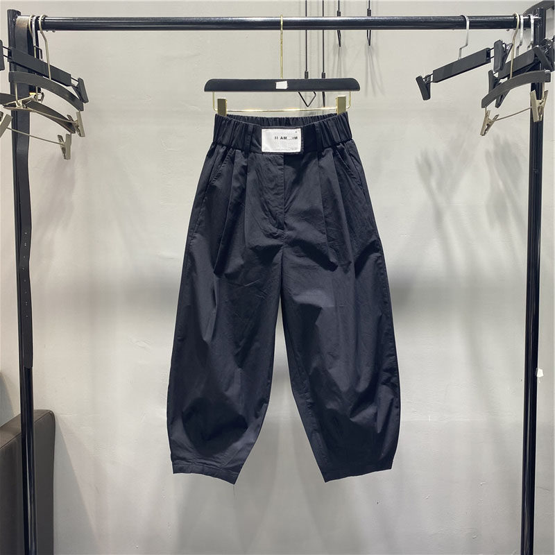 哈伦裤女夏季薄款2025新款高腰宽松黑色休闲小个子九分萝卜老爹裤