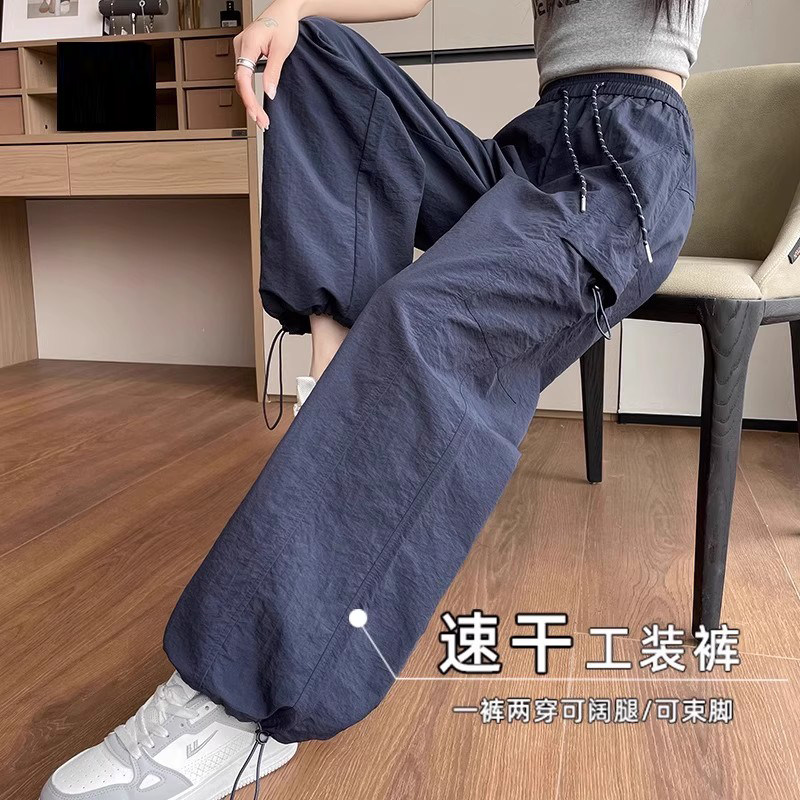 工装裤女夏季2026新款薄酷飒风高腰直筒小个子休闲防晒运动阔腿裤