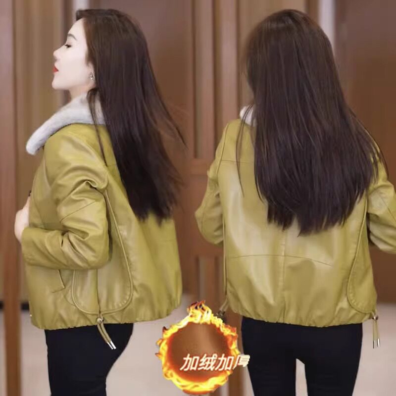 皮衣外套女秋冬季2025新款加绒加厚高级感小个子休闲机车夹克上衣