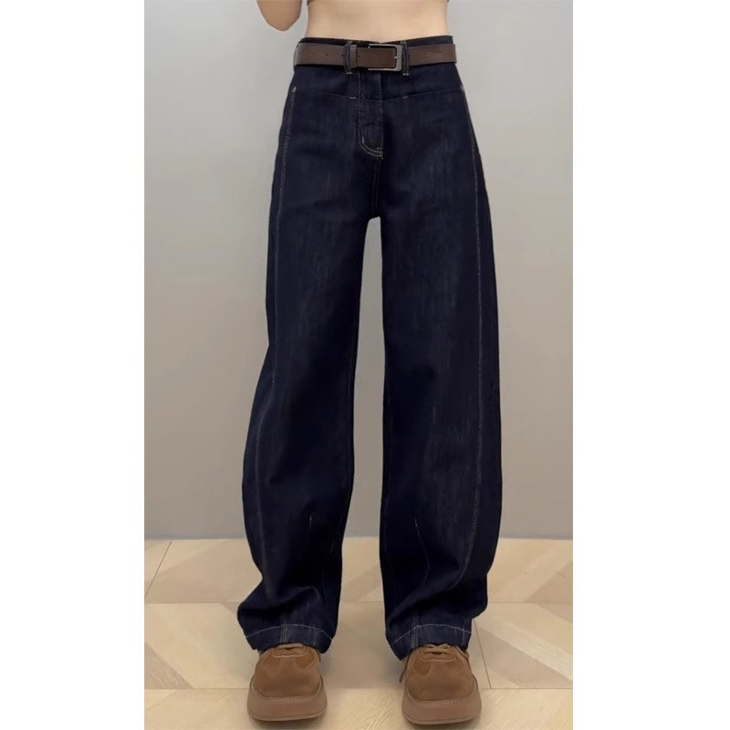 阔腿牛仔裤女士夏季2025年新款高腰垂感直筒宽松大尺码拖地香蕉裤