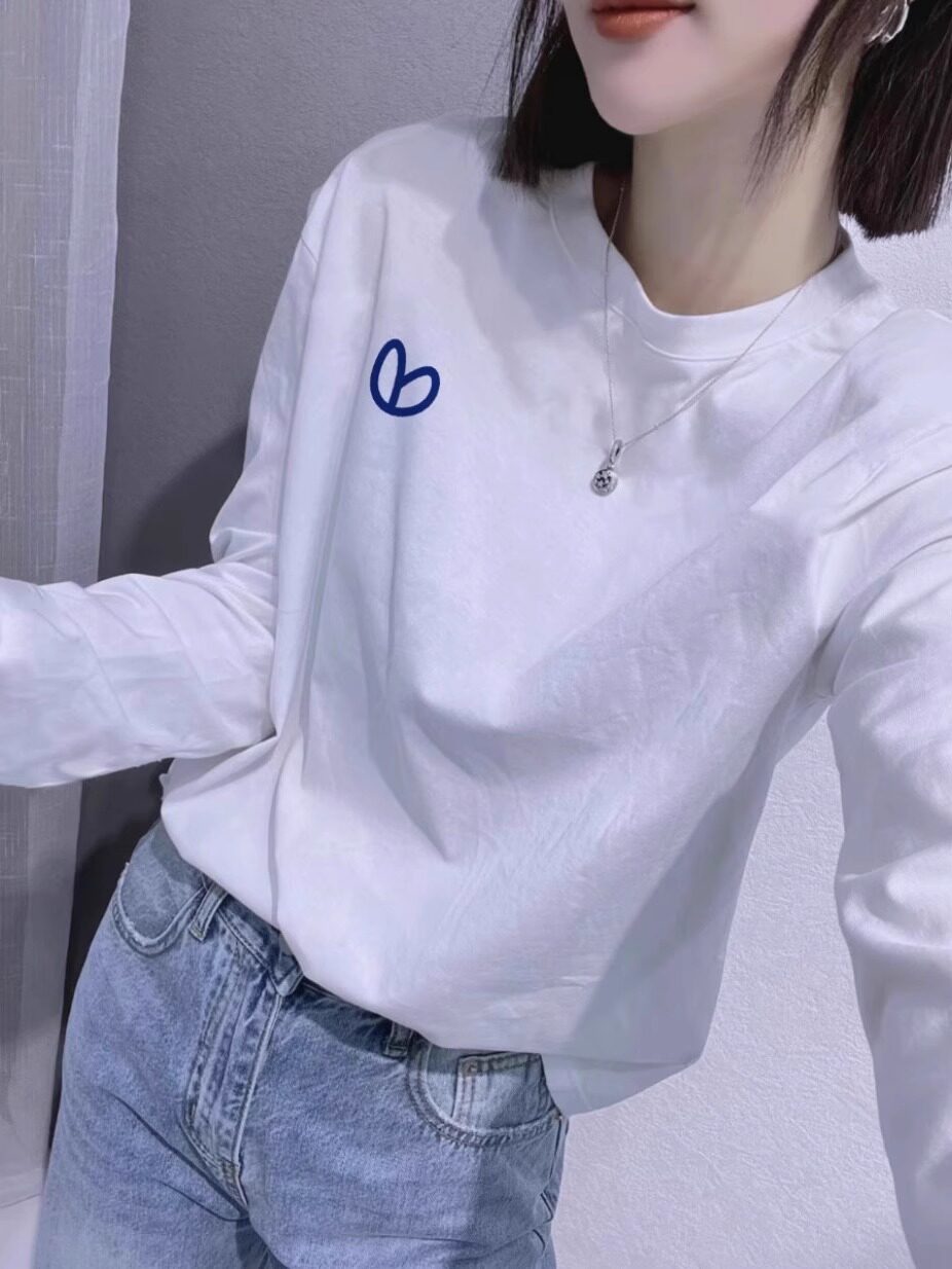 白色纯棉长袖t恤女秋冬加绒2025新款宽松大码显瘦打底衫内搭上衣