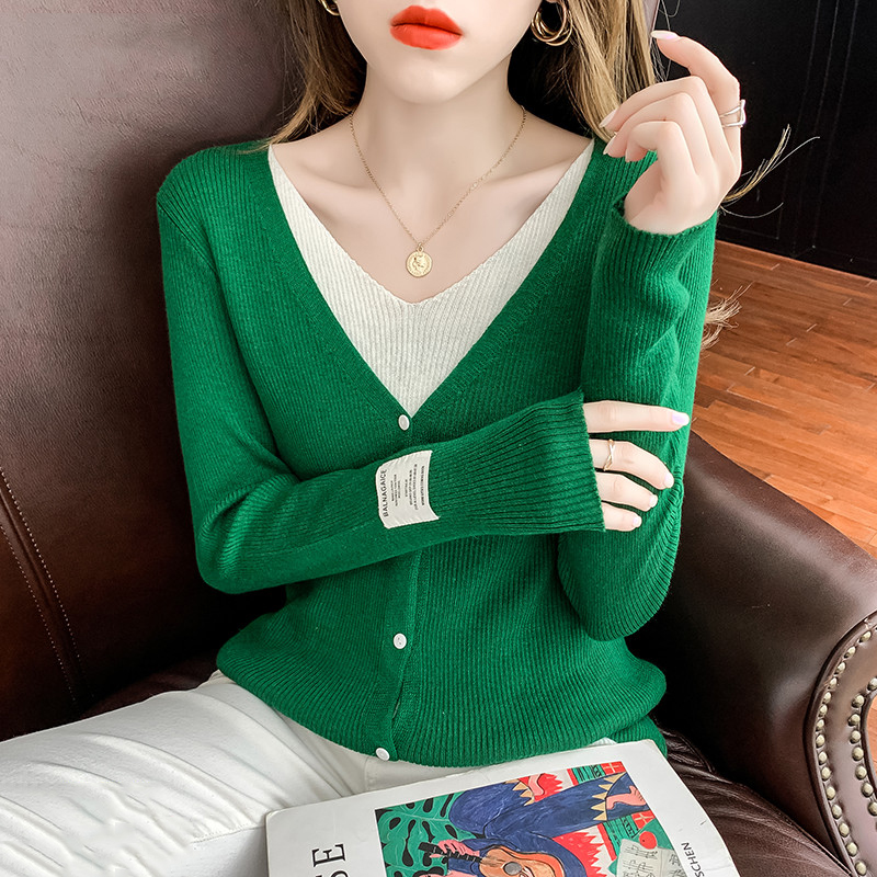秋冬假两件毛衣女秋装2025年新款设计感小众v领针织打底衫内1119u
