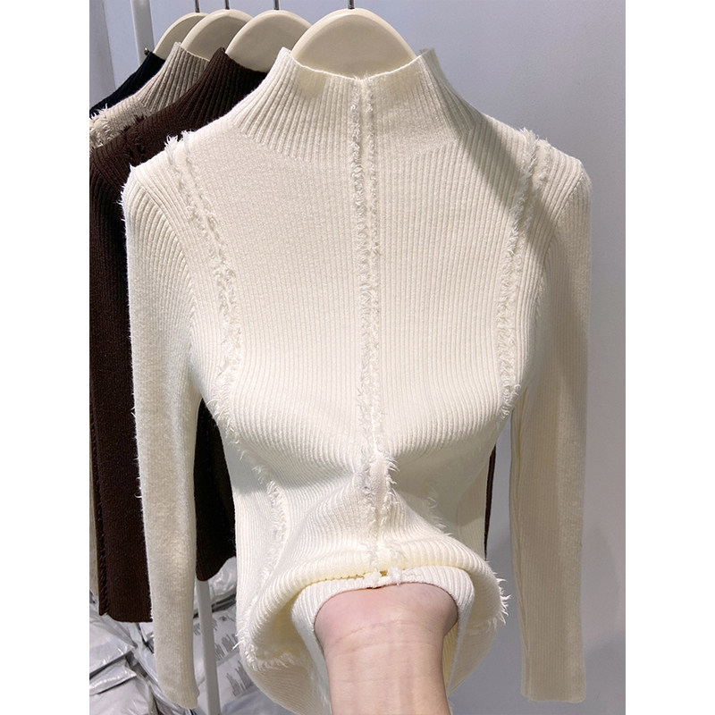 半高领针织衫女长袖秋冬2025新款高级感小个子毛衣打底衫内搭上衣