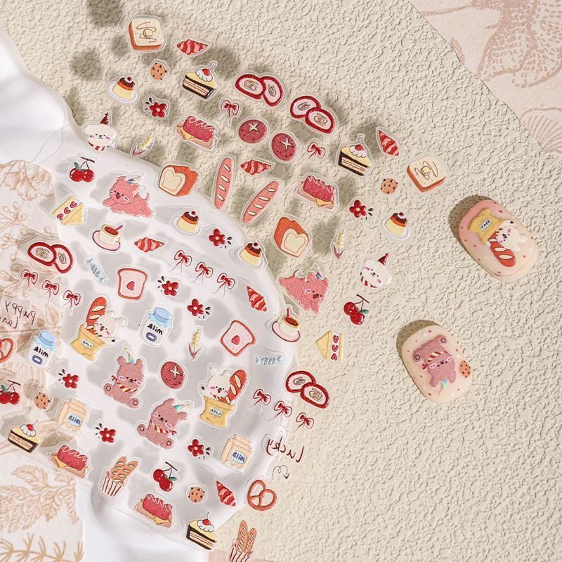 热销美拉德野餐面包浮雕美甲贴纸秋日涂鸦可爱3d指甲小熊花朵背胶,彩妆/香水/美妆工具,指甲装饰,淘宝优惠券,粉丝福利购,淘宝优惠卷