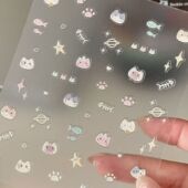 ins可爱爆款 猫咪立体浮雕美甲贴纸简约卡通百搭指甲平板装 饰品