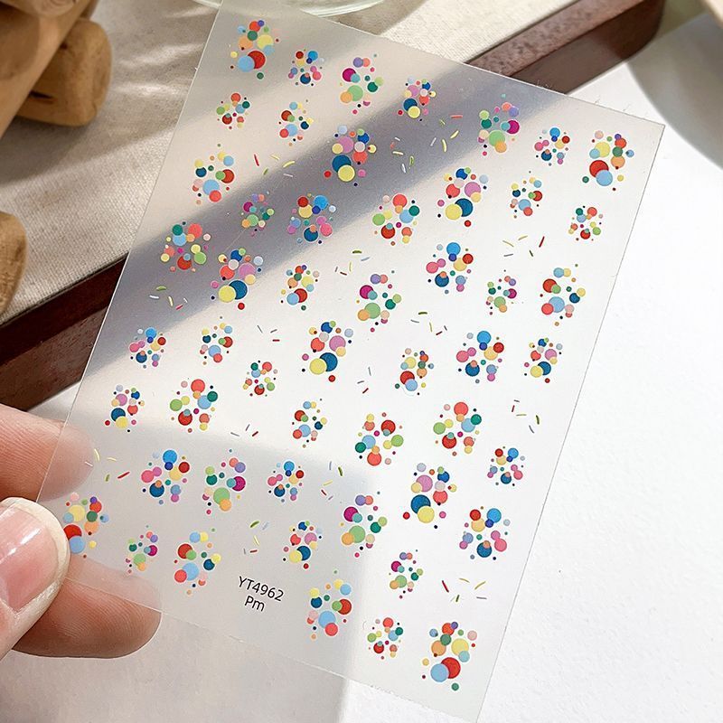 ins彩色新款多巴胺美甲贴纸混合波点泡泡diy指甲彩绘简便装饰贴纸