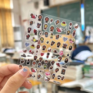 ins风潮流猿人浮雕diy贴纸3d立体手机壳背卡diy装饰背胶防水贴纸