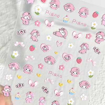 皮安诺Piano浮雕美甲苹果手工贴纸现货蝴蝶结ccd水杯手机diy贴纸