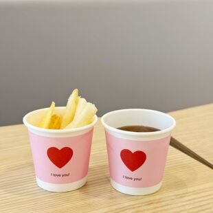韩系爱心一次性纸杯I you粉色可爱儿童小号杯家用商用试饮杯 love