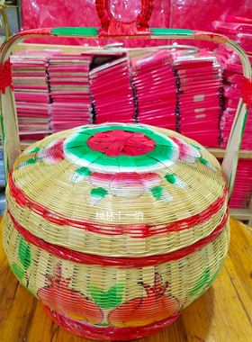 潮汕婚庆用品花篮手工竹编粿篮
