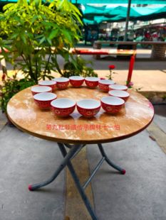 樟林十一伯.招财进宝出花园拜祖公拜神陶瓷红碗白碗底拜圆丸12个