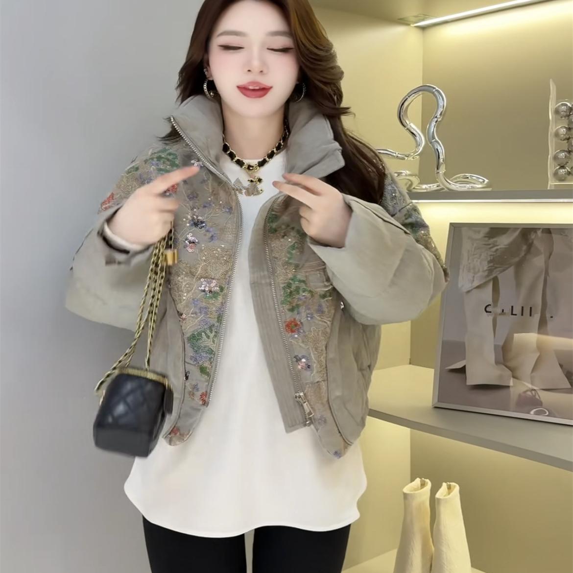 重工亮片短款羽绒服Dong.one百搭