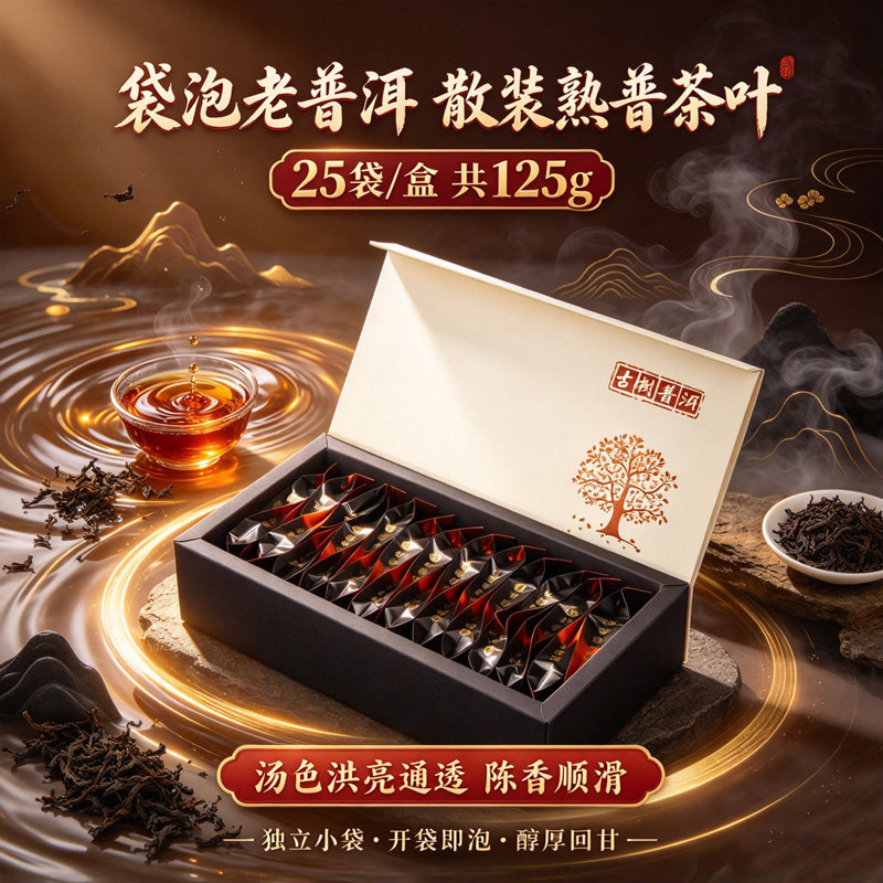袋泡普洱散装茶熟普25袋/盒125g