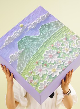 超大礼物盒空盒紫色油画风立体感