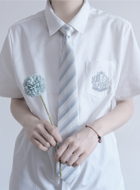 日系dk衬衫短袖男生原创制服学院风夏季jk正版白色黑色高中生衬衣