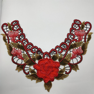 蕾丝刺绣DIY补丁广场舞衣领跳舞蹈服衣服领口装 饰布贴花朵补洞贴