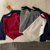 纯棉宝宝长袖 小童拼色打底衫 T恤女洋气上衣 男春秋新款 儿童插肩袖