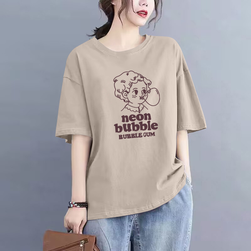 100%纯棉气质短袖t恤女夏
