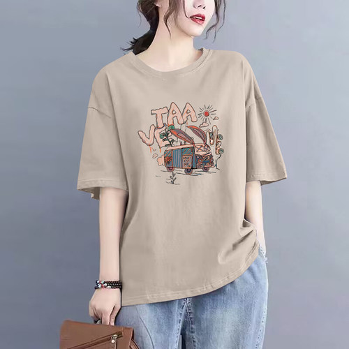 100%纯棉气质短袖t恤女