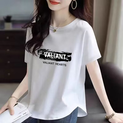 100%纯棉时尚短袖t恤女气质上衣