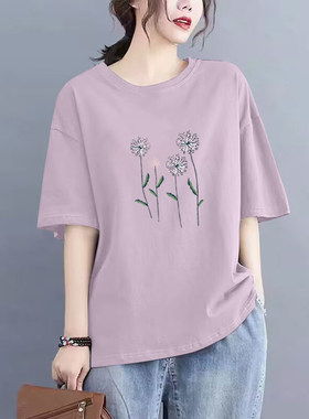 100%纯棉短袖t恤女夏上衣