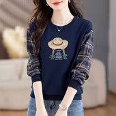 外贸出口秋冬纯棉圆领卫衣女气质宽松显瘦休闲百搭长袖 女打底上衣