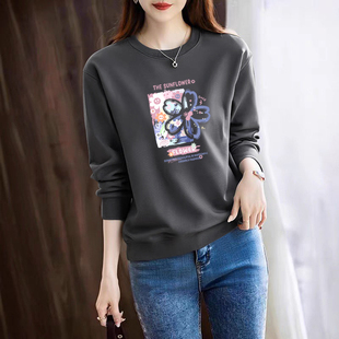 外贸欧货出口纯棉时尚 气质卫衣女秋冬减龄加绒加厚打底上衣潮 长袖