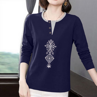 减龄上衣休闲打底衫 外贸出口捡漏100%纯棉长袖 气质t恤女秋冬时尚