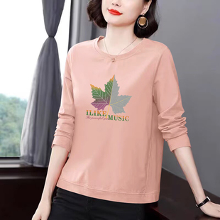 品牌外贸出口清仓100%纯棉长袖 上衣 气质t恤女外穿洋气宽松打底衫