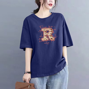 外贸清仓出口100%纯棉短袖 T恤女夏季 气质宽松显瘦半袖 上衣潮 时尚