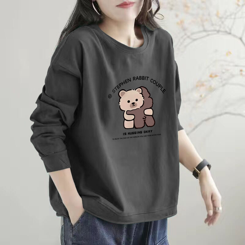 外贸出口纯棉时尚灰色休闲卫衣女秋冬减龄宽松洋气长袖打底上衣潮,女装/女士精品,大码内搭,淘宝优惠券,粉丝福利购,淘宝优惠卷