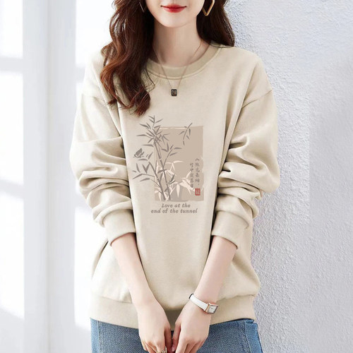 纯棉圆领时尚卫衣女秋上衣