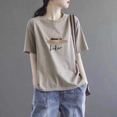 100%纯棉气质短袖t恤女夏上衣